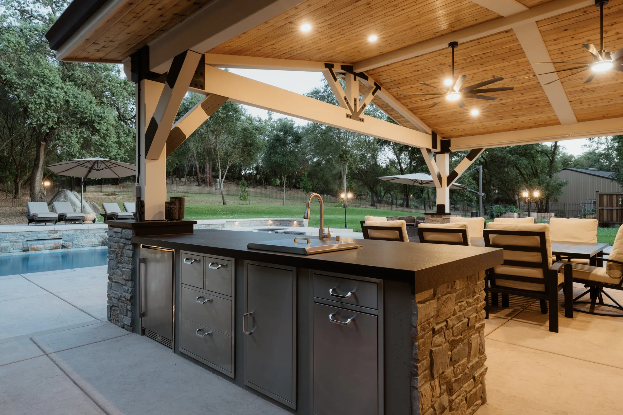 An inviting custom backyard pool built by CJR in the greater Sacramento area