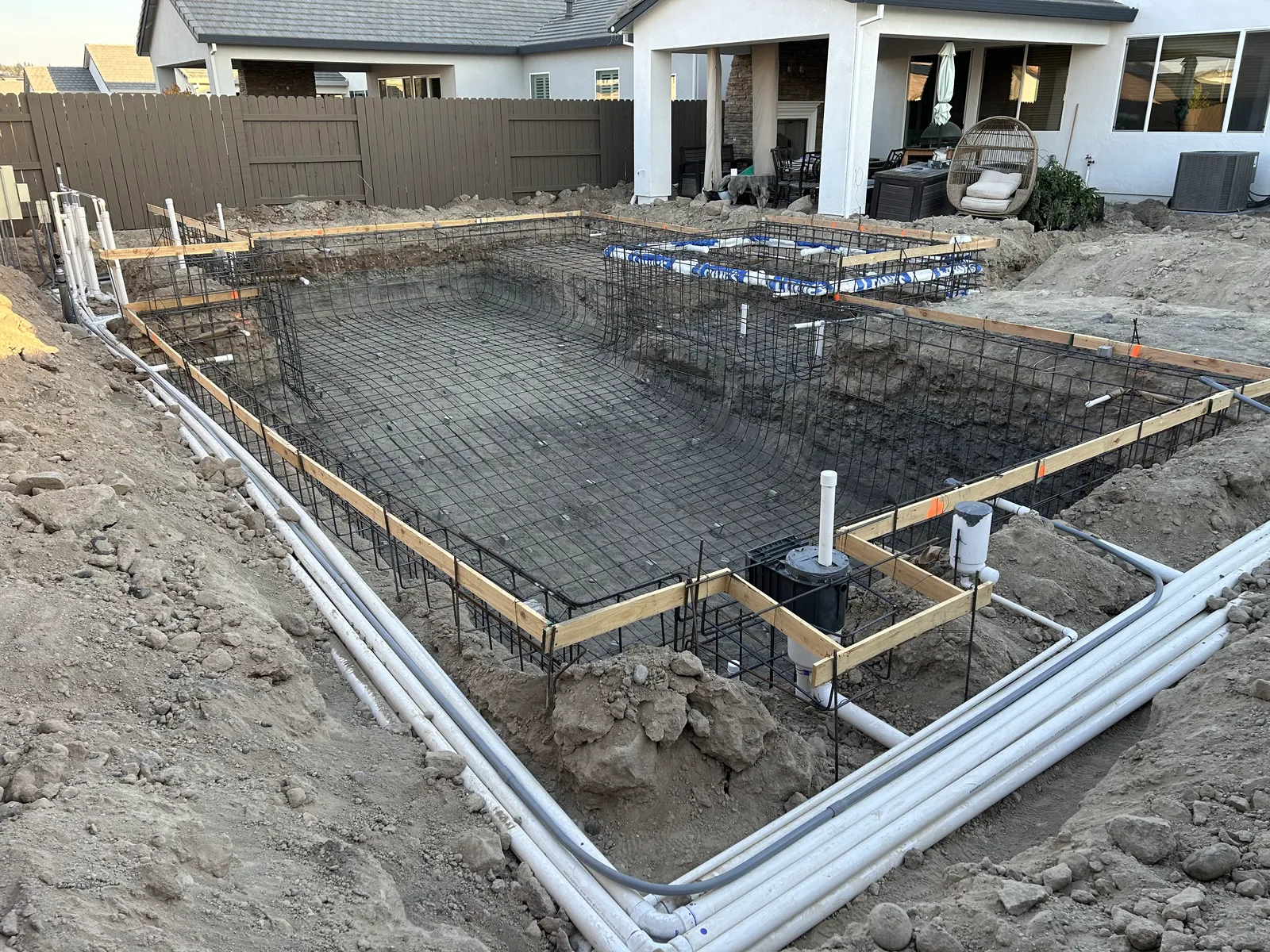 Electrical and plumbing phase of a CJR pool project, photo 2